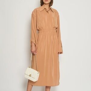 FENDI BROWN LONG SLEEVE MIDI DRESS
